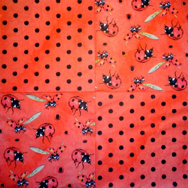 091 Marienkäfer - 1-lagig - Wellenrand - 35x35 cm